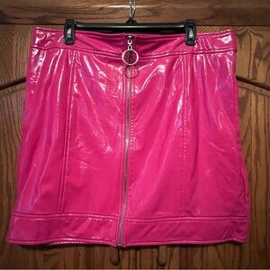 Forever 21 Latex Hot Pink Mini Skirt